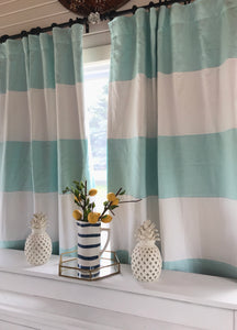 1 pair Custom Sky Blue and white Striped curtain, window treatmeant, striped, drapes , blue stripes, blue decor , beach decor